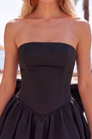 Load image into Gallery viewer, Corset Blue Strapless A Line Mini Bubble Cocktail Dress with Bow