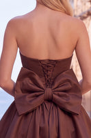 Load image into Gallery viewer, Corset Blue Strapless A Line Mini Bubble Cocktail Dress with Bow