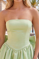 Load image into Gallery viewer, Corset Blue Strapless A Line Mini Bubble Cocktail Dress with Bow