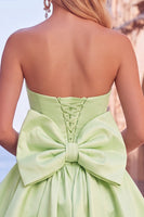 Load image into Gallery viewer, Corset Blue Strapless A Line Mini Bubble Cocktail Dress with Bow