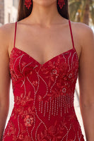 Load image into Gallery viewer, Floral Fuchsia Tight Sparkly Sequin Spaghetti Straps Short Cocktail Dress