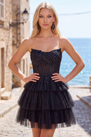 Load image into Gallery viewer, Lilac A Line Tiered Corset Short Cocktail Dress with Appliques