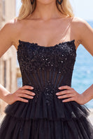 Load image into Gallery viewer, Lilac A Line Tiered Corset Short Cocktail Dress with Appliques
