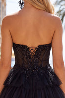 Load image into Gallery viewer, Lilac A Line Tiered Corset Short Cocktail Dress with Appliques