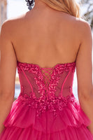 Load image into Gallery viewer, Lilac A Line Tiered Corset Short Cocktail Dress with Appliques
