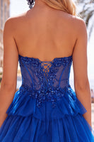 Load image into Gallery viewer, Lilac A Line Tiered Corset Short Cocktail Dress with Appliques