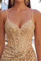 Load image into Gallery viewer, Sparkly White Spaghetti Straps Tight Sequins Short Corset Cocktail Dress