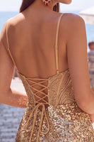 Load image into Gallery viewer, Sparkly White Spaghetti Straps Tight Sequins Short Corset Cocktail Dress