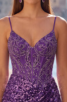 Load image into Gallery viewer, Sparkly White Spaghetti Straps Tight Sequins Short Corset Cocktail Dress