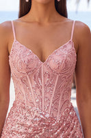 Load image into Gallery viewer, Sparkly White Spaghetti Straps Tight Sequins Short Corset Cocktail Dress