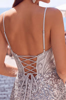 Load image into Gallery viewer, Sparkly White Spaghetti Straps Tight Sequins Short Corset Cocktail Dress