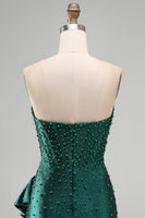 Load image into Gallery viewer, Sparkly Dark Green Ruffled Tight Sweetheart Short Corset Cocktail Dress with Pearls