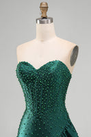 Load image into Gallery viewer, Sparkly Dark Green Ruffled Tight Sweetheart Short Corset Cocktail Dress with Pearls