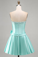 Load image into Gallery viewer, Mint A Line Strapless Sparkly Short Cocktail Dress with Pearls