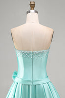Load image into Gallery viewer, Mint A Line Strapless Sparkly Short Cocktail Dress with Pearls