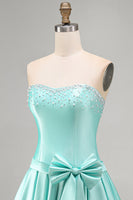 Load image into Gallery viewer, Mint A Line Strapless Sparkly Short Cocktail Dress with Pearls