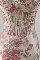 Load image into Gallery viewer, Pink Floral Corset Ruched Tight Sweetheart Short Cocktail Dress