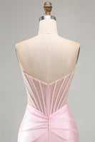 Load image into Gallery viewer, Sparkly Pink Tight Corset Beaded Ruched Short Cocktail Dress