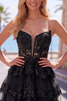 Load image into Gallery viewer, Green Corset Sweetheart Tiered Short Cocktail Dress with Ruffles