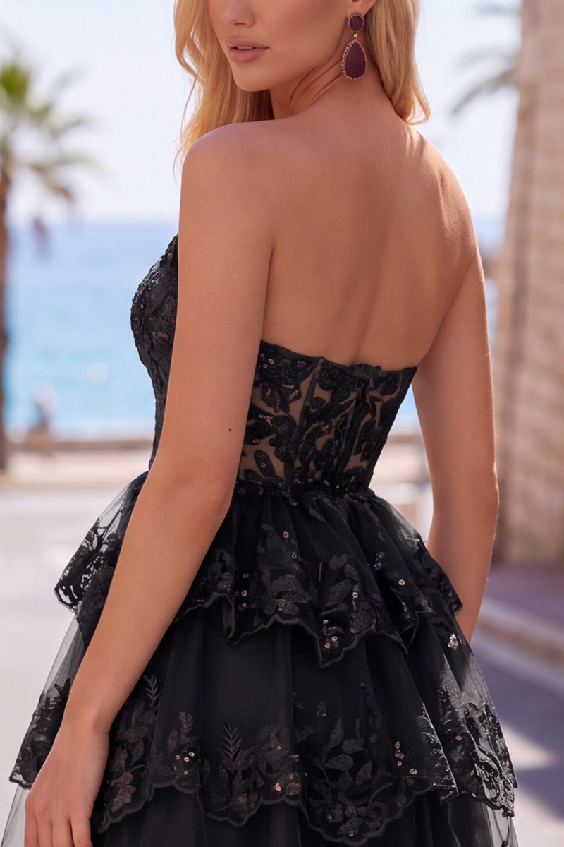 Load image into Gallery viewer, Green Corset Sweetheart Tiered Short Cocktail Dress with Ruffles