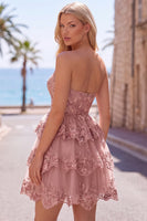 Load image into Gallery viewer, Green Corset Sweetheart Tiered Short Cocktail Dress with Ruffles