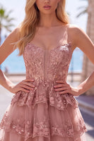 Load image into Gallery viewer, Green Corset Sweetheart Tiered Short Cocktail Dress with Ruffles