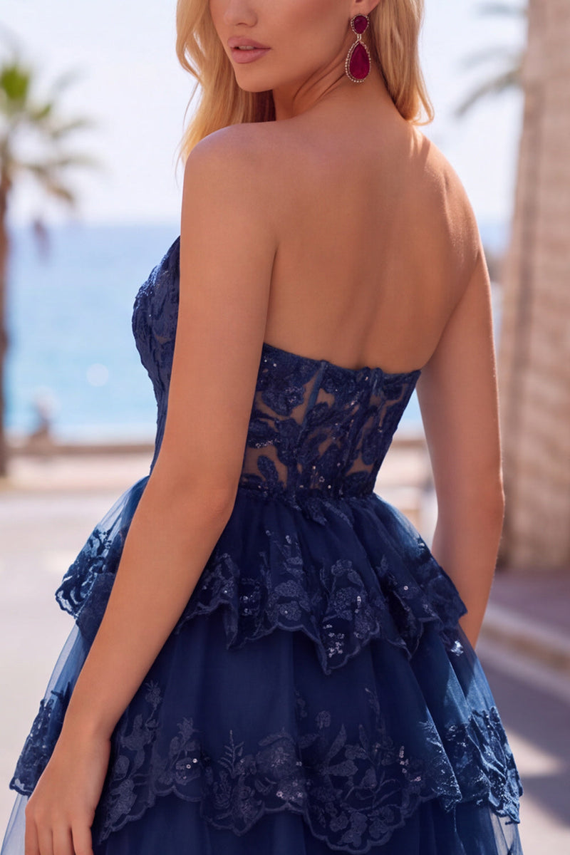 Load image into Gallery viewer, Green Corset Sweetheart Tiered Short Cocktail Dress with Ruffles