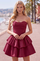 Load image into Gallery viewer, White Corset Strapless Tiered Short Ruffled Cocktail Dress