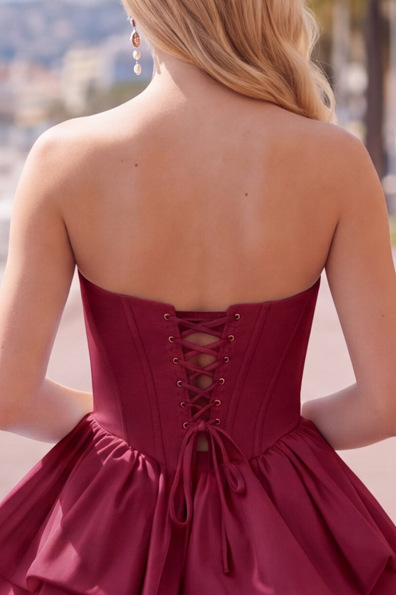 Load image into Gallery viewer, White Corset Strapless Tiered Short Ruffled Cocktail Dress