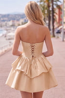 Load image into Gallery viewer, White Corset Strapless Tiered Short Ruffled Cocktail Dress