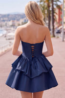 Load image into Gallery viewer, White Corset Strapless Tiered Short Ruffled Cocktail Dress