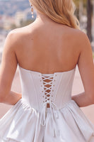 Load image into Gallery viewer, White Corset Strapless Tiered Short Ruffled Cocktail Dress