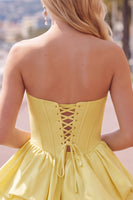 Load image into Gallery viewer, White Corset Strapless Tiered Short Ruffled Cocktail Dress