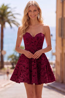 Load image into Gallery viewer, White A Line Sweetheart Lace Short Corset Cocktail Dress