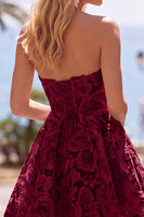 Load image into Gallery viewer, White A Line Sweetheart Lace Short Corset Cocktail Dress