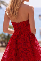 Load image into Gallery viewer, White A Line Sweetheart Lace Short Corset Cocktail Dress