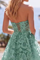 Load image into Gallery viewer, White A Line Sweetheart Lace Short Corset Cocktail Dress