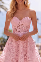Load image into Gallery viewer, White A Line Sweetheart Lace Short Corset Cocktail Dress
