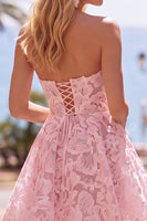 Load image into Gallery viewer, White A Line Sweetheart Lace Short Corset Cocktail Dress