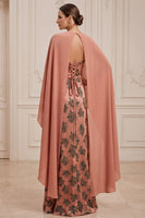 Load image into Gallery viewer, Floral Orange Sheath Long Mother of the Bride Dress with Cape