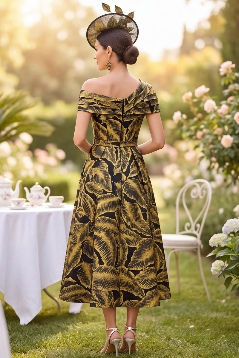 Load image into Gallery viewer, Fuchsia Ruched A Line Midi Mother of the Bride Dress with 3D Flower