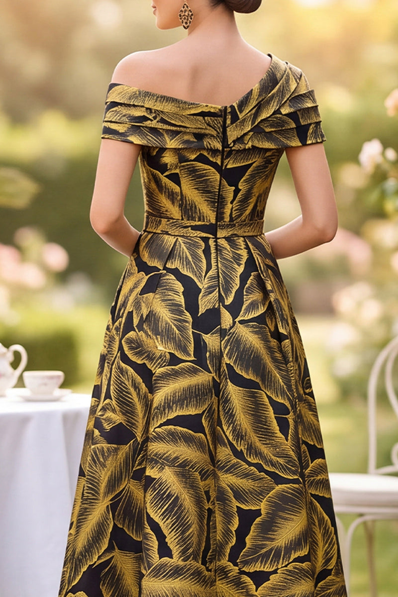 Load image into Gallery viewer, Fuchsia Ruched A Line Midi Mother of the Bride Dress with 3D Flower