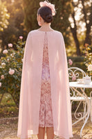 Load image into Gallery viewer, Sparkly Sequin Yellow Floral Bodycon Midi Mother of the Bride Dress with Cape