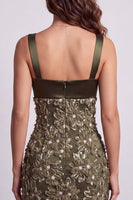 Load image into Gallery viewer, Olive Tight Sparkly Sequin Short Cocktail Dress with 3D Flowers