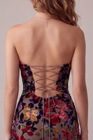 Load image into Gallery viewer, Velvet Burgundy Tight Floral Sweetheart Short Cocktail Dress