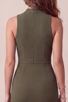 Load image into Gallery viewer, Olive Mermaid Ruffled High Neck Midi Cocktail Dress