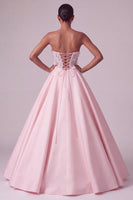 Load image into Gallery viewer, Sparkly Blush Ball Gown Sequin Corset Sweetheart Long Prom Dress with 3D Butterflies