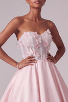 Load image into Gallery viewer, Sparkly Blush Ball Gown Sequin Corset Sweetheart Long Prom Dress with 3D Butterflies