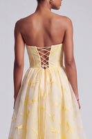 Load image into Gallery viewer, Yellow Corset Ruffled Sweetheart A-Line Long Prom Dress with Dragonfly