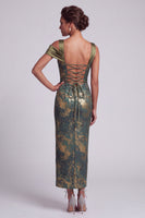 Load image into Gallery viewer, Olive Sheath Ruffled Ruched Long Evening Dress with Slit